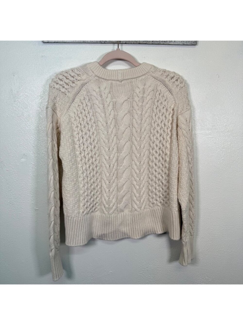 Everlane The Cable Sweater Everyday Organic Cotton Boxy Crewneck Fisherman Small - Picture 4 of 15